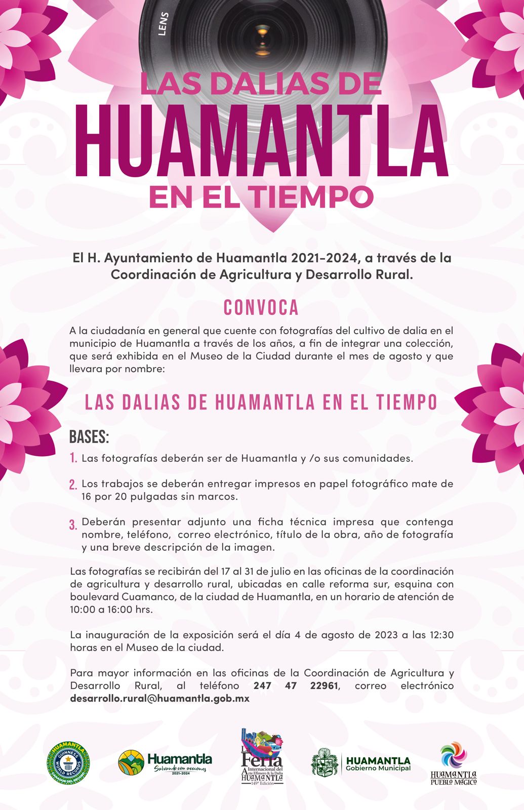 Convoca gobierno municipal a participar en la exposición 'Las Dalias de Huamantla en el Tiempo'
